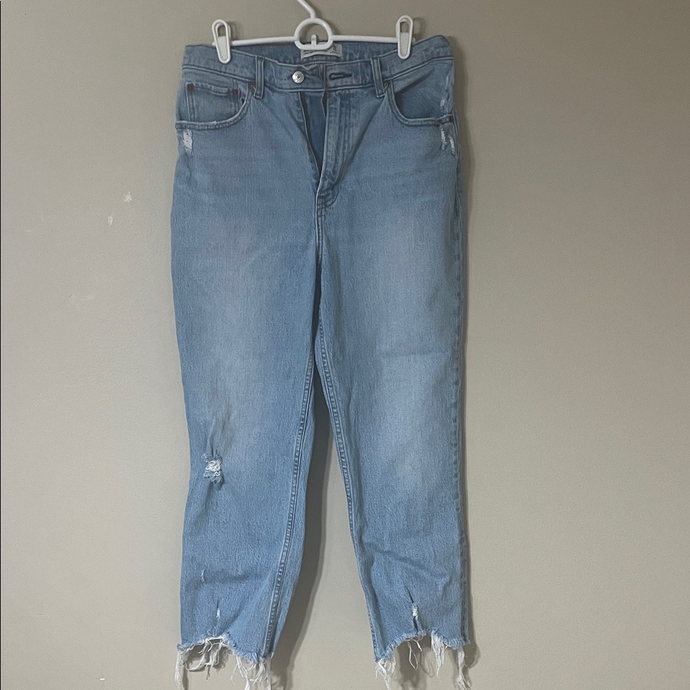 Abercrombie & Fitch Distressed Light Blue Ankle Jeans